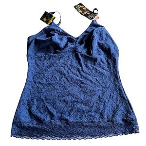 Bali Cami Lace ‘N Smooth Size 3X Plus Size Navy Shapes Smooths Adj. Straps New
